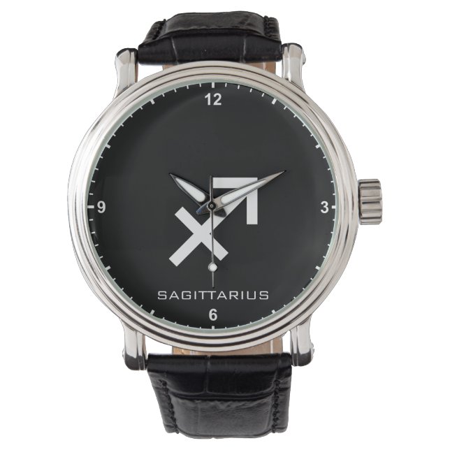 Boogschutter Zodiac Sign Aangepaste Tekst Eenvoudi Horloge (Voorkant)