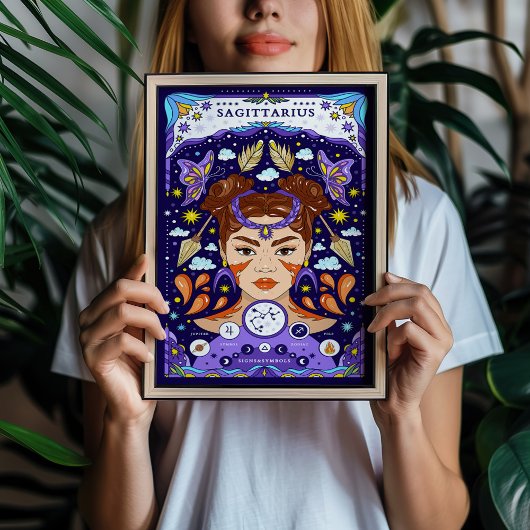 Boogschutter Zodiac Sign Blue Poster - Avontuurlij