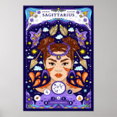 Boogschutter Zodiac Sign Blue Poster - Avontuurlij (Voorkant)