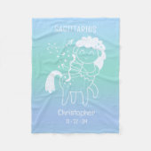 Boogschutter Zodiac Ster Naam Geboorte Datum Blauw Fleece Deken (Voorkant)