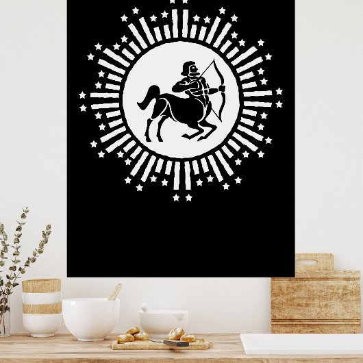 Boogschutter Zodiac Symbool met Starburst Poster (Keuken)