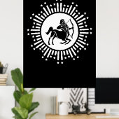 Boogschutter Zodiac Symbool met Starburst Poster (Thuiskantoor)