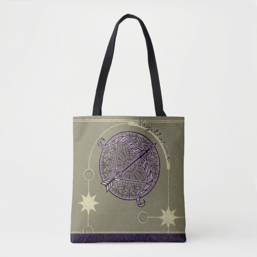 Boogschutter Zodiac Teken Paarse en witte Mandala Tote Bag (Voorkant)