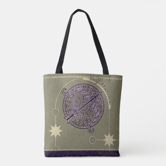 Boogschutter Zodiac Teken Paarse en witte Mandala Tote Bag (Achterkant)