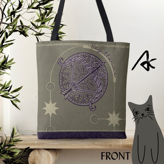 Boogschutter Zodiac Teken Paarse en witte Mandala Tote Bag