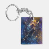 Boogschutter Zodiac Teken Waterverf Ontwerp Sleutelhanger (Voorkant Links)