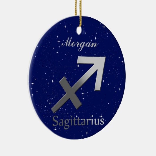 Boogschutter Zonneteken Symbool met Naam Keramisch Ornament (Rechts)