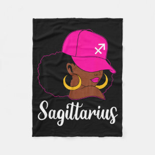 Boogschutter Zwarte Meisje Roze Pet Zodiac Verjaar Fleece Deken