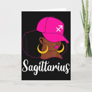 Boogschutter Zwarte Meisje Roze Pet Zodiac Verjaar Kaart