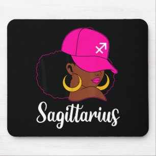 Boogschutter Zwarte Meisje Roze Pet Zodiac Verjaar Muismat