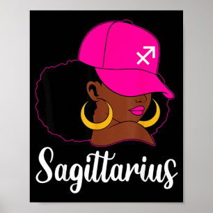 Boogschutter Zwarte Meisje Roze Pet Zodiac Verjaar Poster