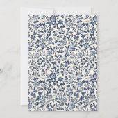 boogstijl Blauwe crème Bloemen bruiloft Kaart (Achterkant)