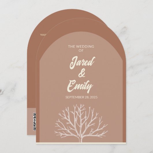 Boogstijl boom bruiloft uitnodiging QR-code (Voorkant / Achterkant)