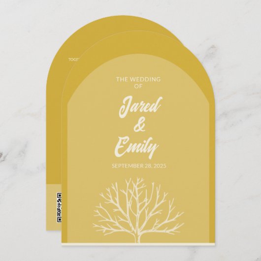 Boogstijl Natuur bruiloft uitnodiging QR-code (Voorkant / Achterkant)