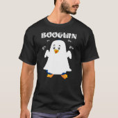 Booguin Halloween penguin in ghost costume funny T-shirt (Voorkant)