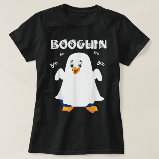 Booguin Halloween pinguin in spookkostuum grappig T-shirt (Design voorkant)