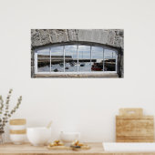Boogvenster met 'Fake Uitzicht' van Vissen Boten Poster (Keuken)