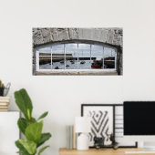 Boogvenster met 'Fake Uitzicht' van Vissen Boten Poster (Thuiskantoor)