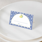 Boogvorm Amalfi Citroen Blauwe Tegel Print Bruilof Plaatskaartje