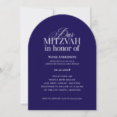 Boogvorm Classic Luxe | Donkerblauwe Bar Mitzvah Kaart (Voorkant)