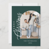 Boogvorm Groene foto Kerstgroet Feestdagenkaart (Voorkant)