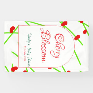 Boogvorm kersenbloesem rood groen baby shower na spandoek