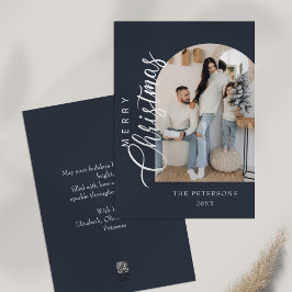 Boogvorm Midnight Blue Foto Kerstgroet Feestdagenkaart