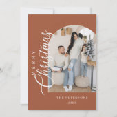 Boogvorm Terracotta Foto Kerstmis Groet Feestdagenkaart (Voorkant)