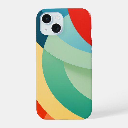Boogvormen in heldere kleuren iPhone 15 case (Achterkant)