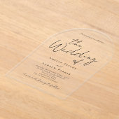 Boogvormige elegante bruiloft acryl uitnodiging (Laagn)