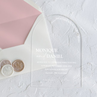 Boogvormige Elegante Kalligrafie Eenvoudige BRUILO Acryl Uitnodigingen