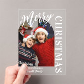 Boogvormige Foto Wit Script Vrolijk Kerstfeest Acryl Uitnodigingen (Insitu (Draagbaar))