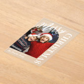 Boogvormige Foto Wit Script Vrolijk Kerstfeest Acryl Uitnodigingen (Laagn)