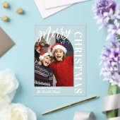 Boogvormige Foto Wit Script Vrolijk Kerstfeest Acryl Uitnodigingen (Insitu (Huwelijk))