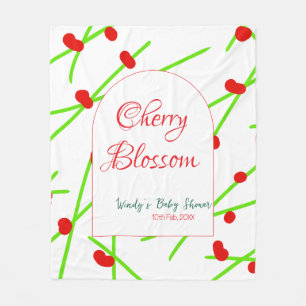 Boogvormige kersenbloesem rood groene baby shower fleece deken