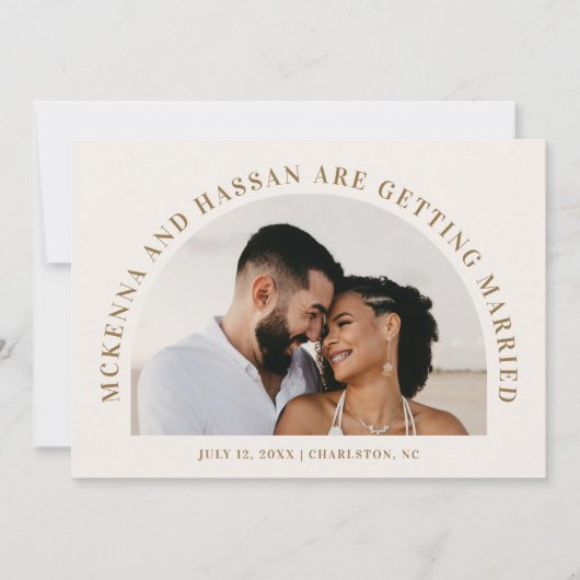 Boogvormige Save the Date-verlovingsaankondiging Date (Voorkant)