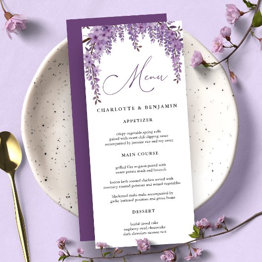 Boogvormige tak Wisteria bloementuin bruiloft Menu