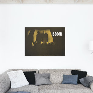 Booh Vampier Horror Nosferatu Geel Canvas Afdruk