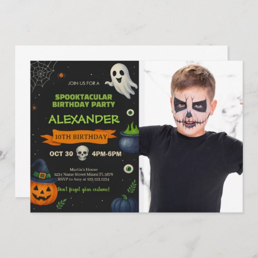 Booidag-uitslag | Spooky Schattigee Partij Kaart (Voorkant / Achterkant)