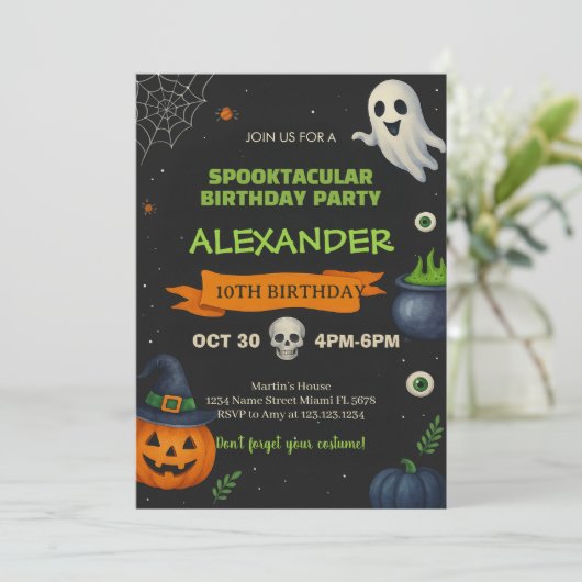 Booidag-uitslag | Spooky Schattigee Partij Kaart (Staand voorkant)