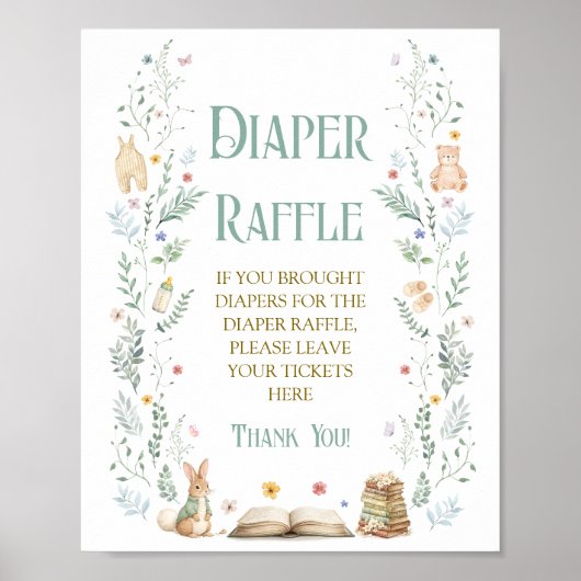 Book Baby Shower Diaper Raffle  Poster (Voorkant)