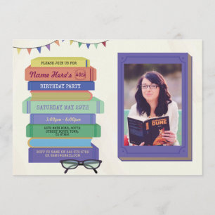 Book Birthday Library nodigt het lezen van foto's  Kaart