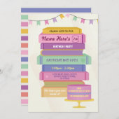 Book Birthday Library nodigt roze tas uit om te le Kaart (Voorkant / Achterkant)