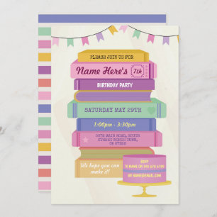 Book Birthday Library nodigt roze tas uit om te le Kaart