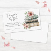 Book Blush Pink Floral Baby Shower Diaper Raffle Informatiekaartje
