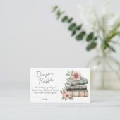 Book Blush Pink Floral Baby Shower Diaper Raffle Informatiekaartje (Staand voorkant)