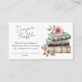 Book Blush Pink Floral Baby Shower Diaper Raffle Informatiekaartje (Voorkant)