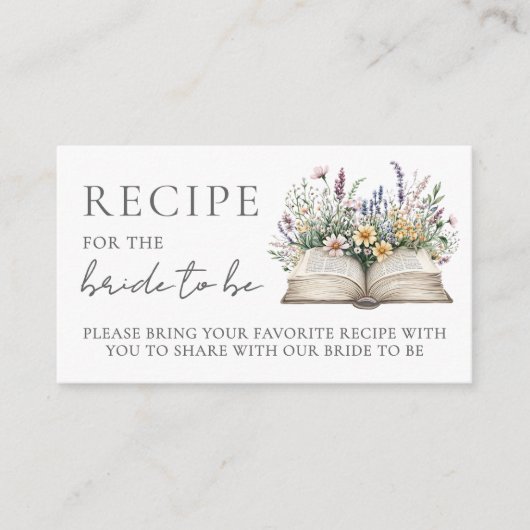Book Bridal Shower Recipe Informatiekaartje (Voorkant)
