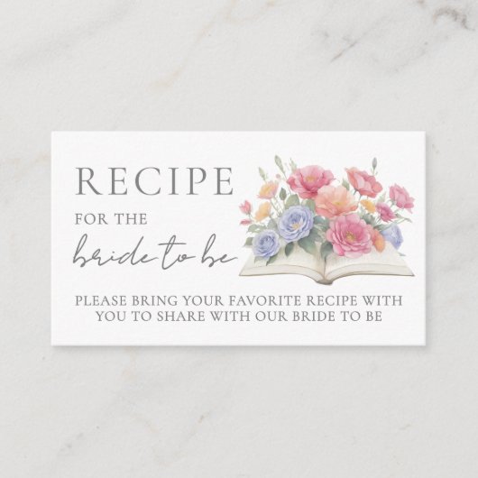 Book Bridal Shower Recipe Informatiekaartje (Voorkant)