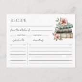 Book Bridal Shower Recipe Request Card Informatiekaartje (Voorkant)